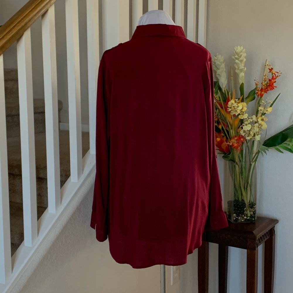 Westbound Maroon Button Down Blouse - image 2